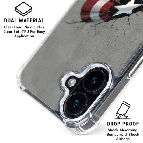 Marvel Captain America Shield Break iPhone 16 Clear Case
